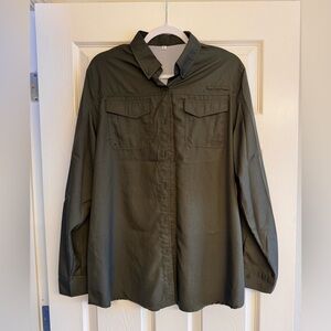 Women's Lightweight Olive Green Button-Up SPF Safari Style Shirt  | Size XL